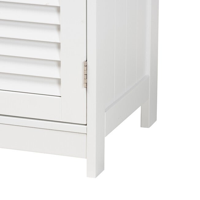 Rivera Modern And Contemporary White Finished Wood And Silver Metal 2-Door Bathroom Storage Cabinet, , alternate image number 5