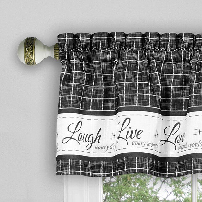 Live, Love, Laugh Window Curtain Tier Pair and Valance Set - 58x24, , alternate image number 4