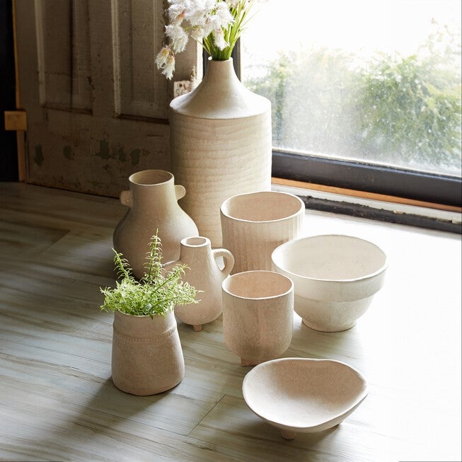 Recycled Paper Chalk Vase 9.75 inchesH, BEIGE, alternate image number null