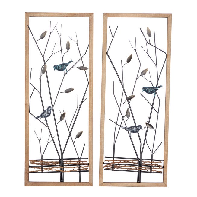 Set Of 2 Black Metal Farmhouse Wall Decor, BLACK, hi-res image number null