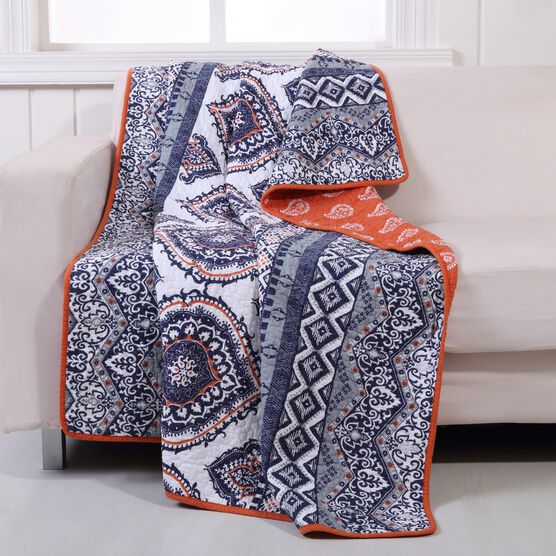 Medina Quilted Throw Blanket, SAFFRON, hi-res image number null