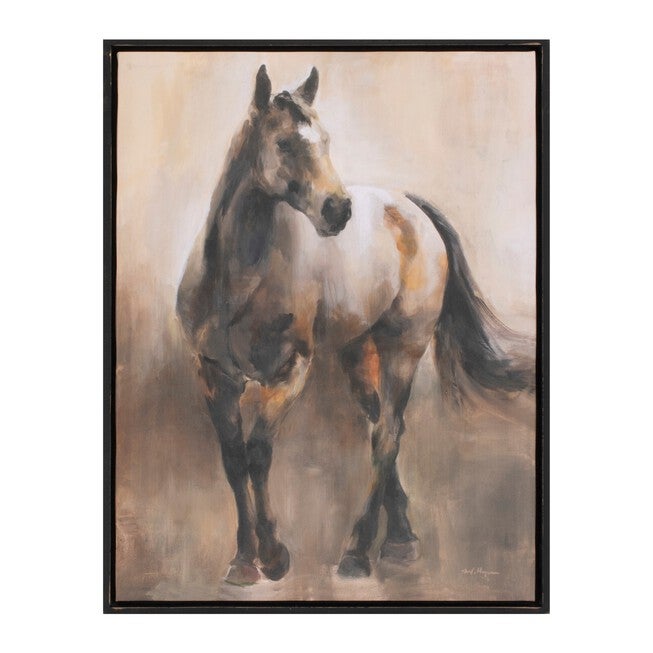 Framed Horse Canvas Art 24 inchesH, BLACK/BEIGE, hi-res image number null
