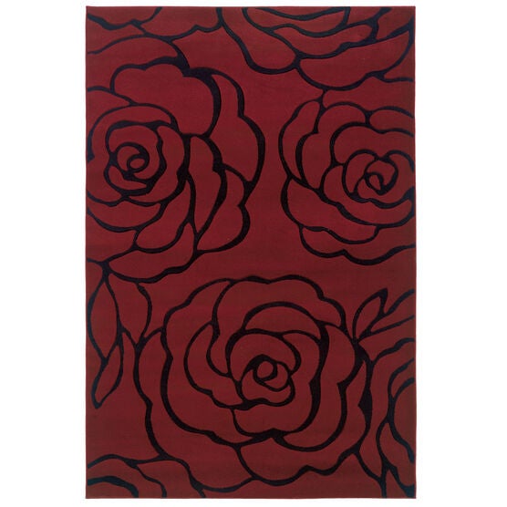 Milan Red/Black 8&apos;X10&apos; Area Rug, RED BLACK