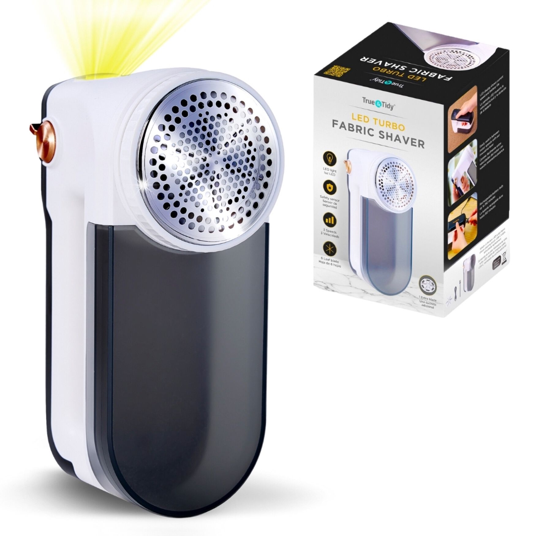 True & Tidy XL 6-Blade Turbo Fabric Shaver, WHITE, hi-res image number 0