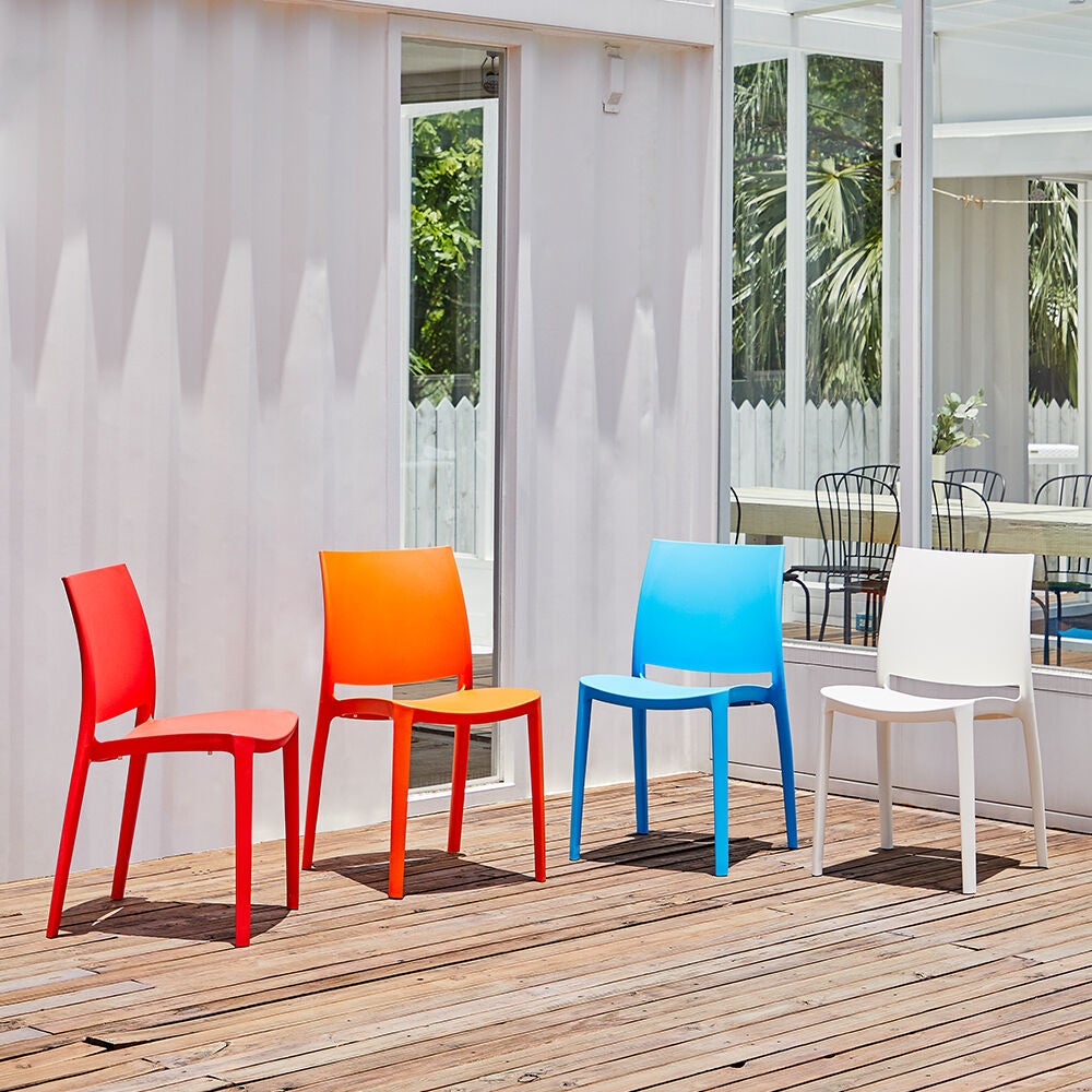 Set of 2 Sensilla Stackable Outdoor Dining Chairs, WHITE, alternate image number 3