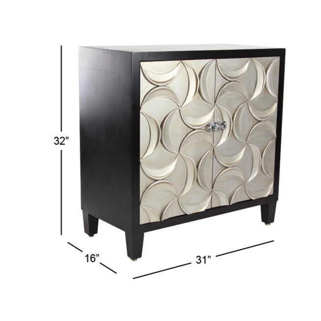 Modern Rectangular Black Wooden Crescent Moon Cabinet, 32 inchesH x 31 inchesL x 16 inchesW, , alternate image number null