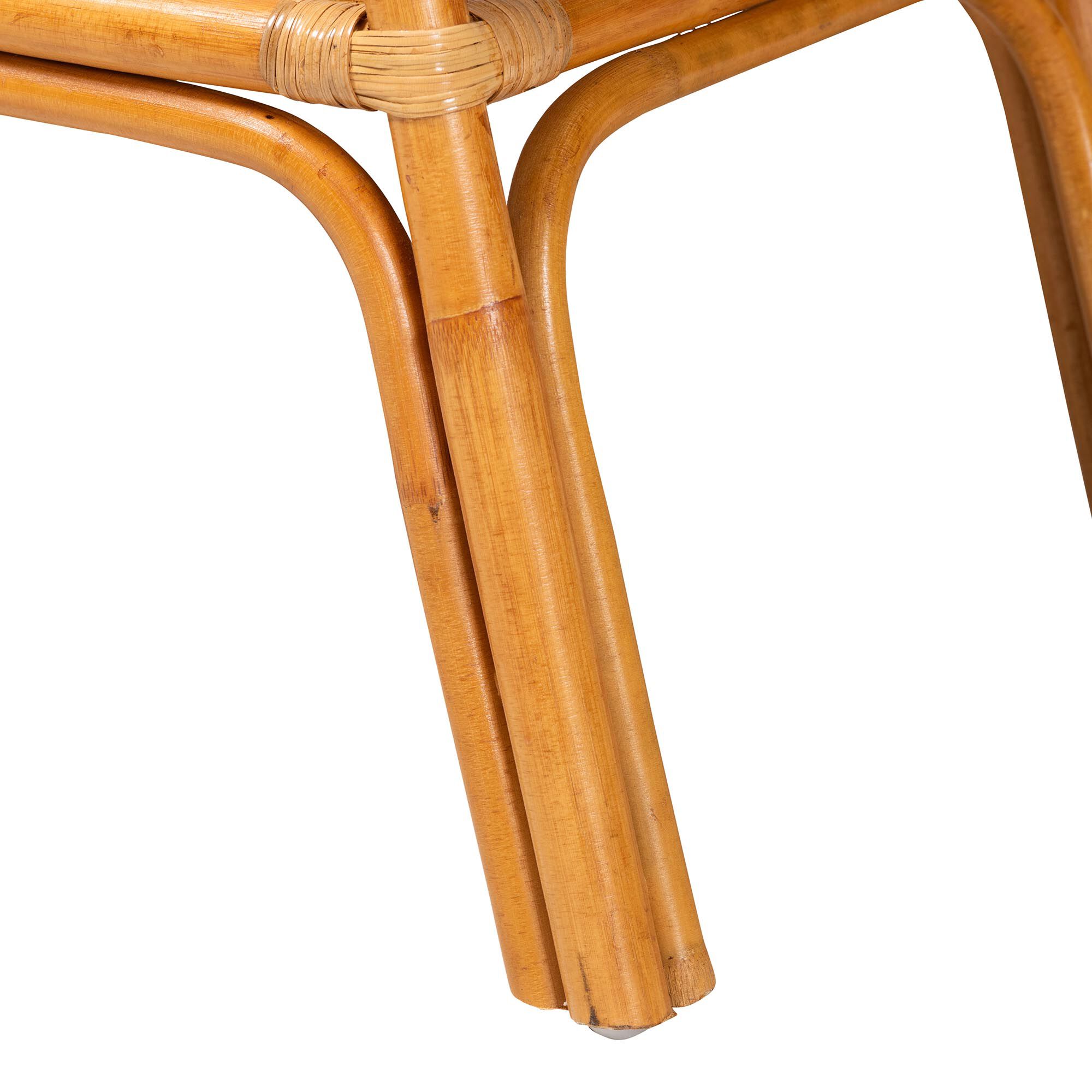 Nayana Modern Bohemian Natural Rattan 2-Tier Console Table, LIGHT HONEY, alternate image number 7