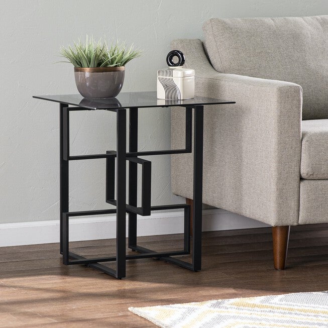 Clanlin Glass Top Accent Table, BLACK, hi-res image number 0