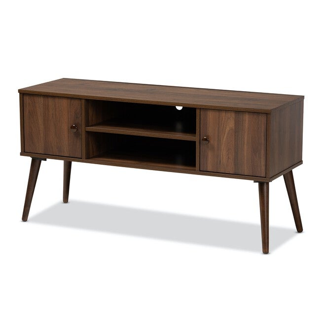 Alard Mid-Century Modern 2-Door Wood Tv Stand Furniture, WALNUT, hi-res image number null