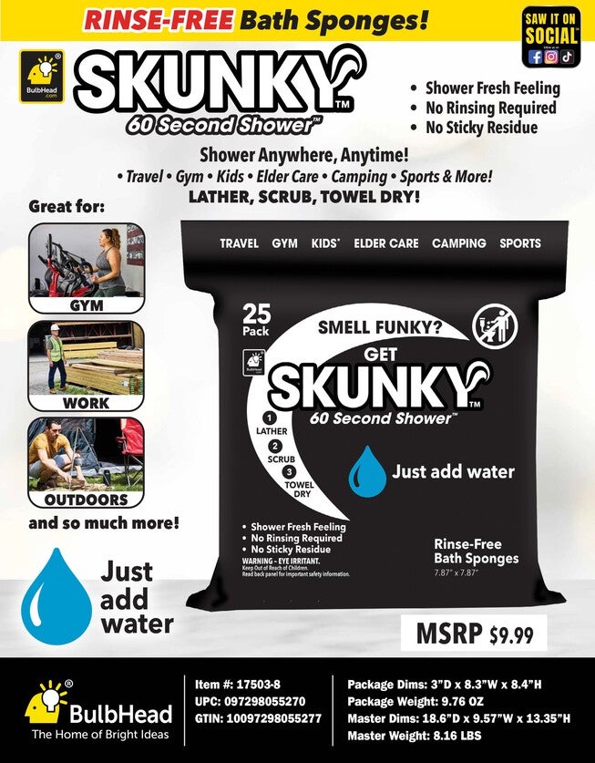 Skunky® Rinse Free Bathing Wipes, Set of 2, , alternate image number null