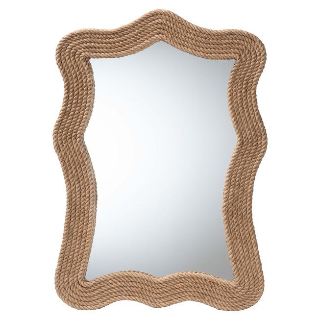 bali & pari Quiana Coastal Woven Rope Accent Wall Mirror, NATURAL BROWN, alternate image number 1