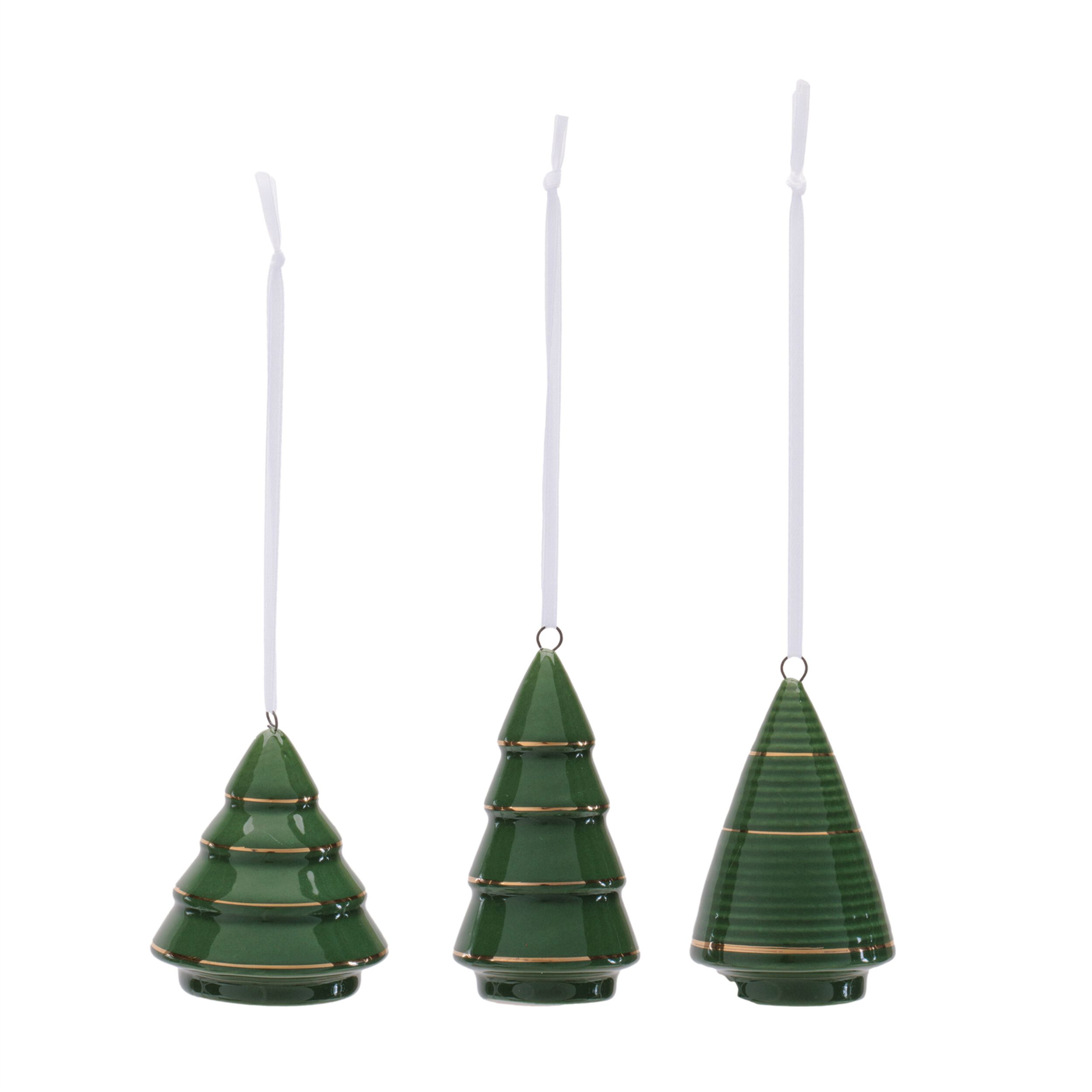 Ceramic Tree Ornament  (Set of 6), GREEN, alternate image number 3