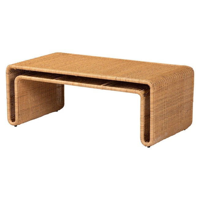 bali & pari Nevada Bohemian Light Honey Rattan Coffee Table, LIGHT HONEY, alternate image number 1