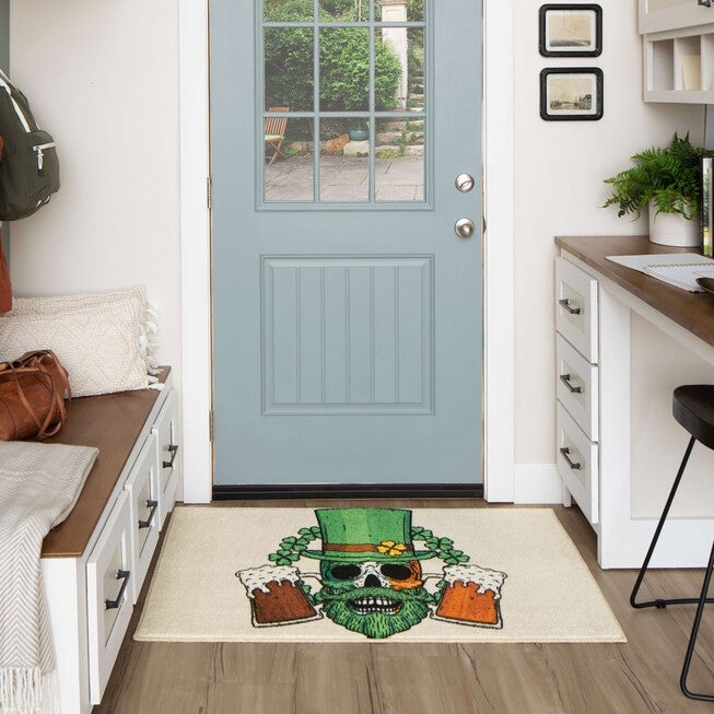 Bearded Skull Green Kitchen Rug, , alternate image number null