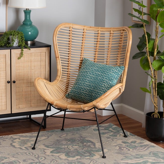 Colorado Modern Bohemian Rattan Accent Chair, , alternate image number null