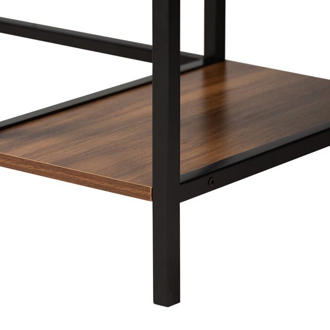 Lydia Modern Walnut Brown Finished Wood And Black Metal L-Shaped Corner Desk With Shelves, , alternate image number 5
