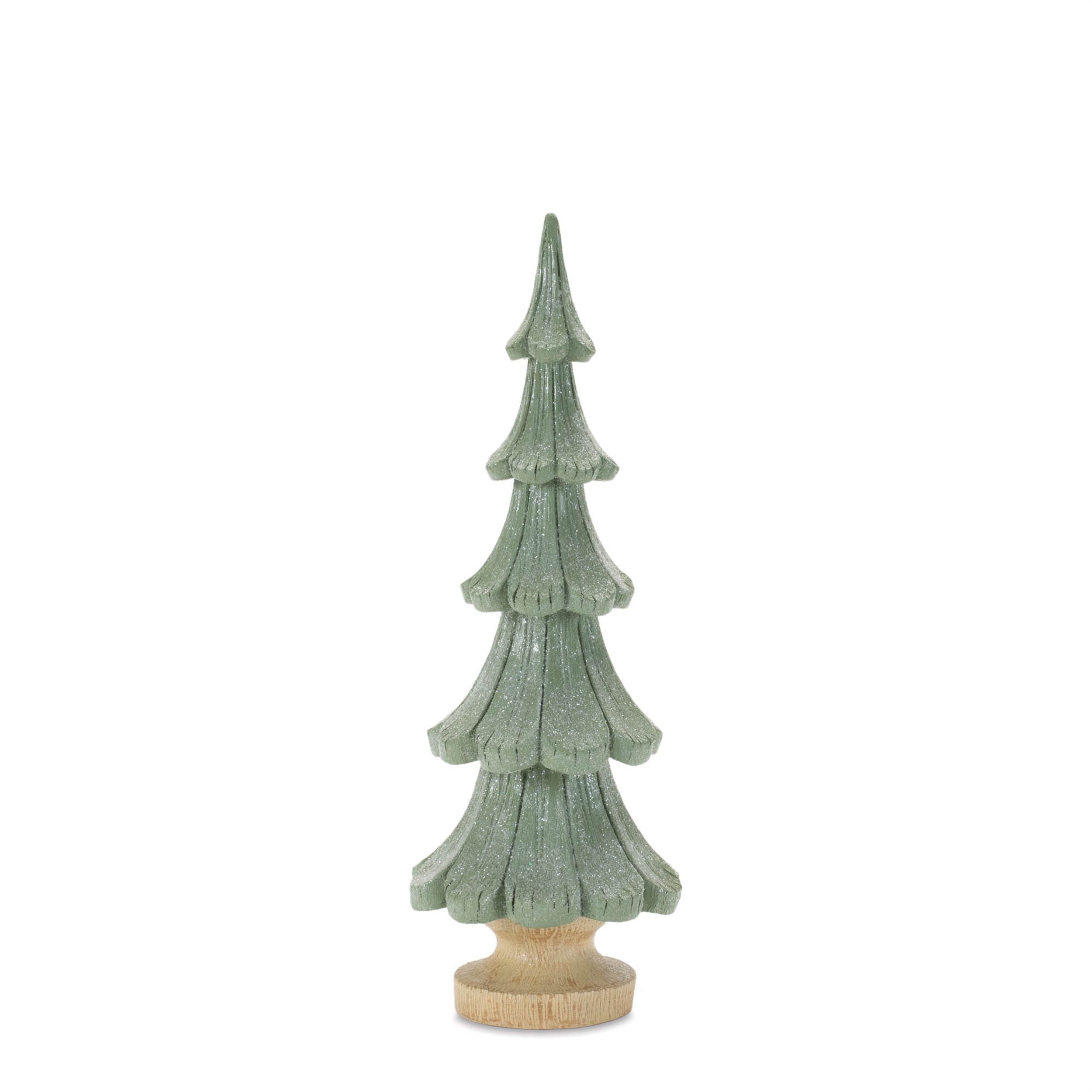 Glittered Pine Tree (Set of 3), GREEN BEIGE, alternate image number 4
