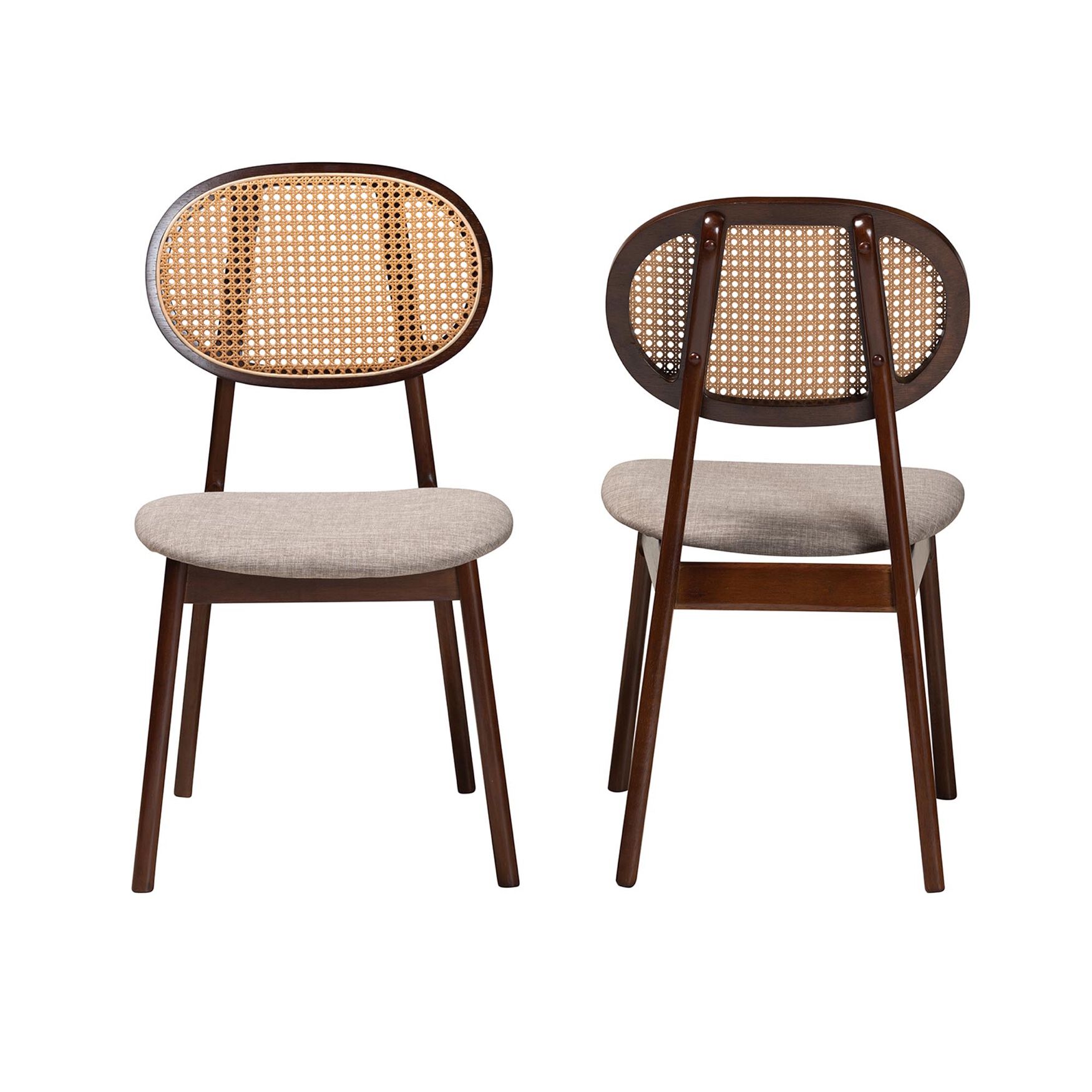 Darrion Mid-Century Modern Grey Fabric And Natural Oak Finished Wood 2-Piece Dining Chair Set, , on-hover image number 1