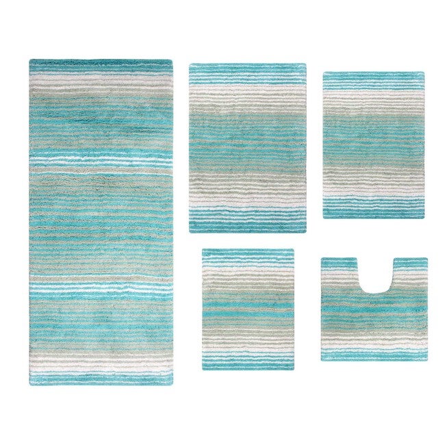 Gradiation 5 Piece Set Bath Rug Collection, TURQUOISE, hi-res image number 0