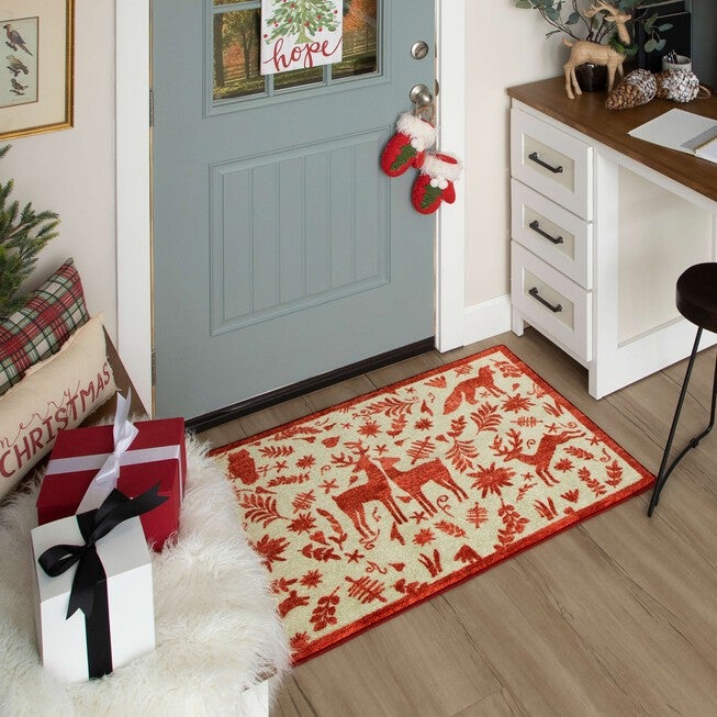 Holiday Forest Red Kitchen Rug, , alternate image number null