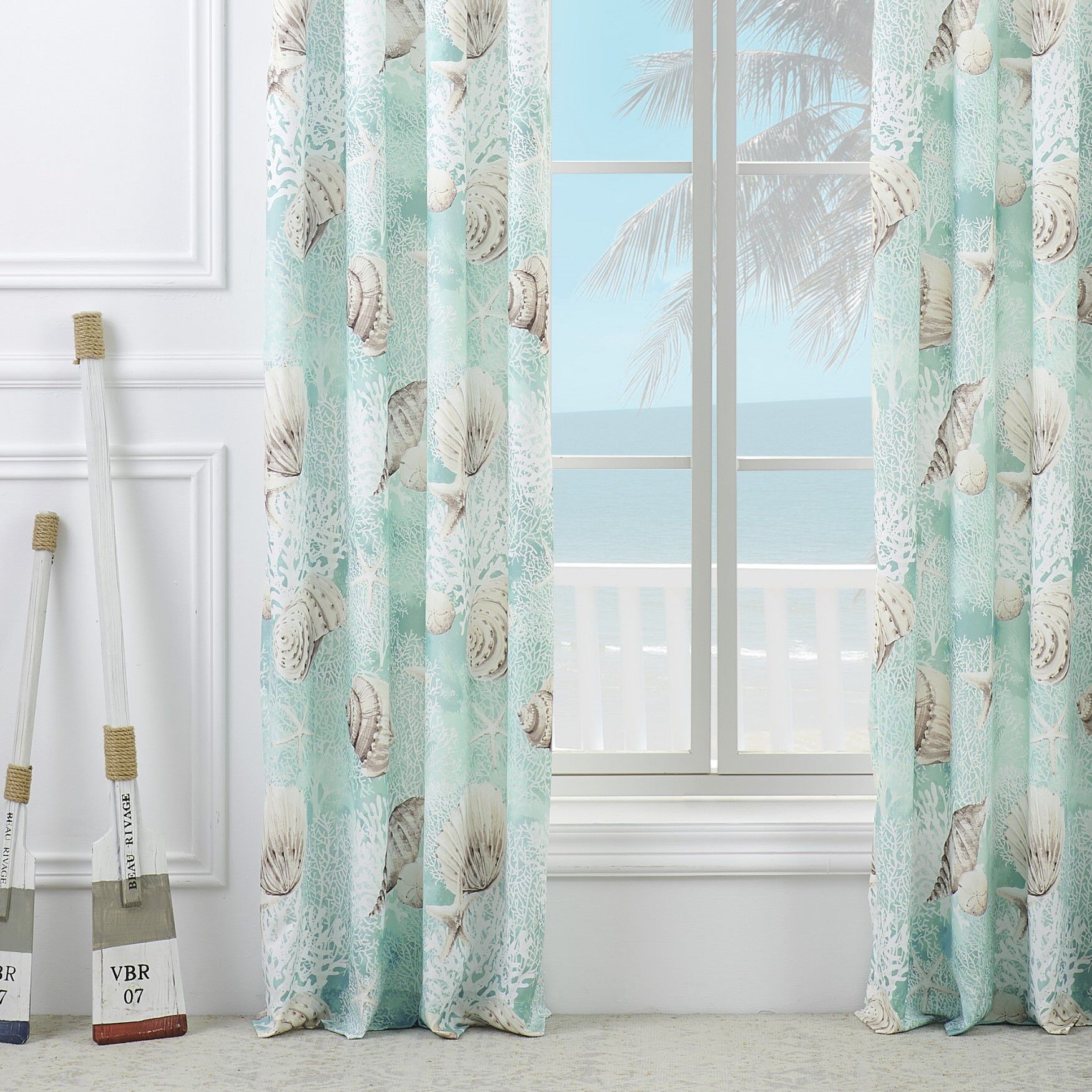 Ocean Turquoise Curtain Panel Pair