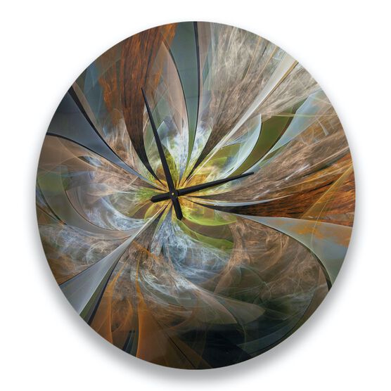 Symmetrical Yellow Fractal Flower Modern Wall Clock, , alternate image number null
