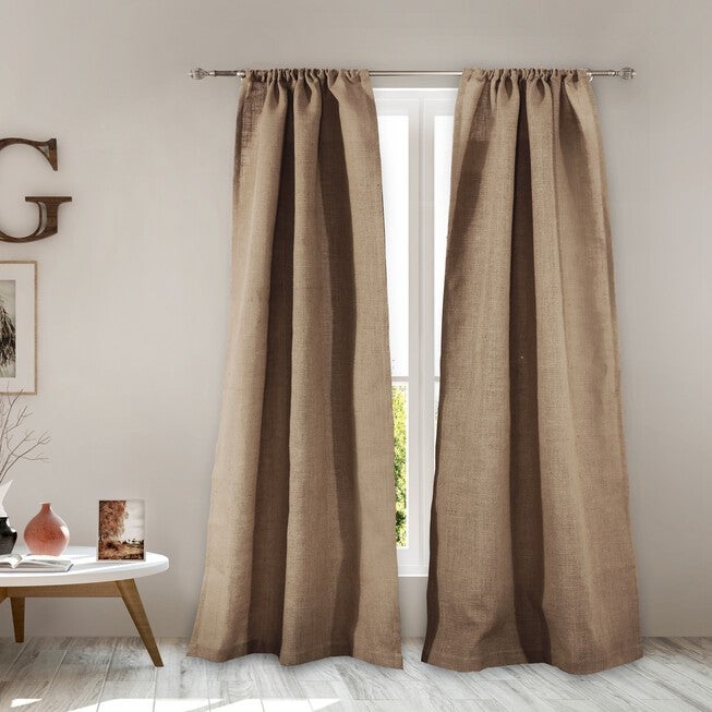 Burlap Natural Curtain Panel Pair , NATURAL, hi-res image number null