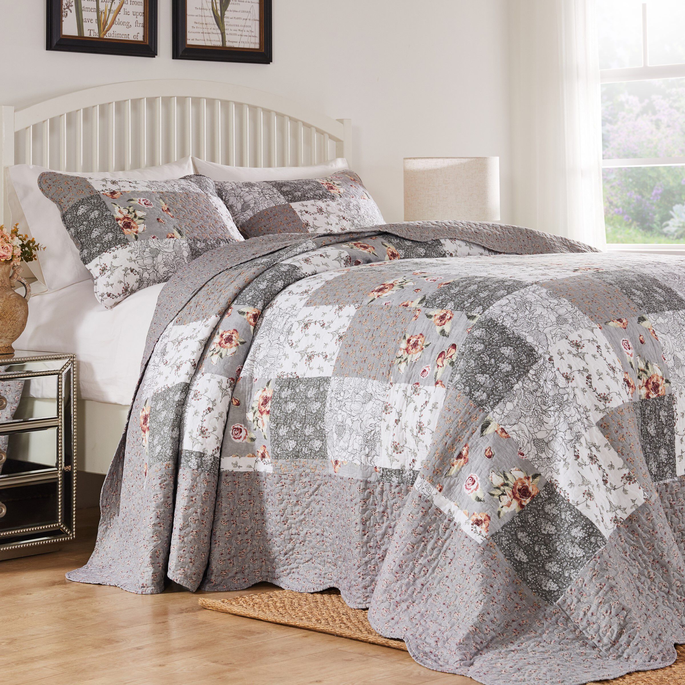 Giulia Reversible Cotton-Rich Bedspread Set, MULTI, alternate image number 5