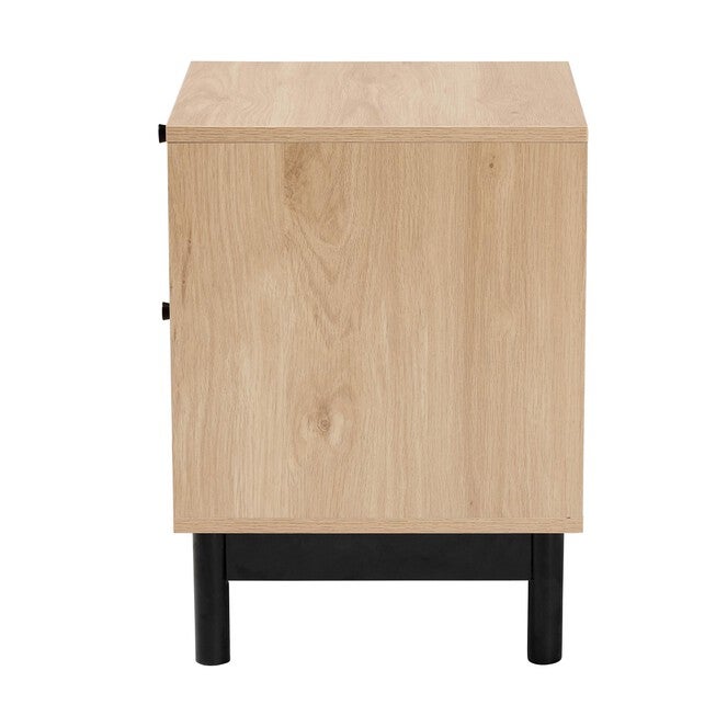 Cherelle Mid-Century Modern Light Brown And Black 2-Drawer End Table, , alternate image number 3