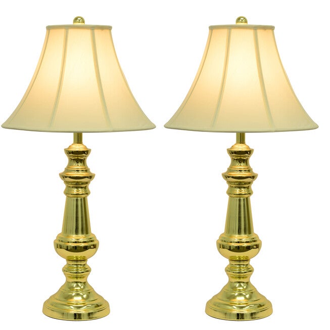 1 (Pair) Touch Control Polished Brass Table Lamps, , on-hover image number 1