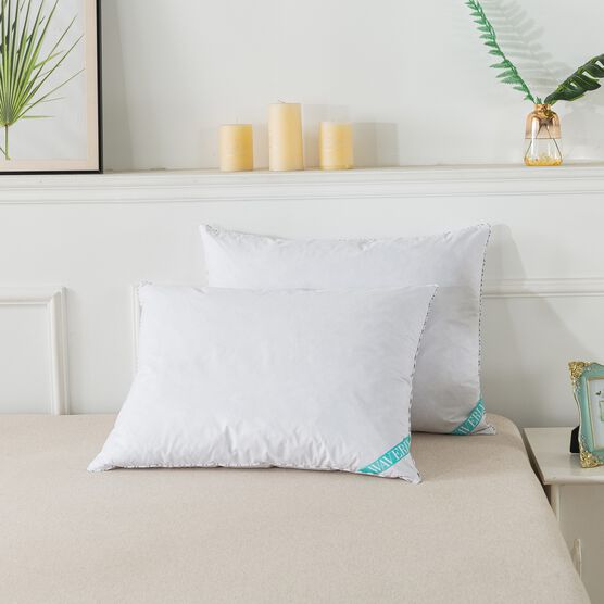 Antimicrobial White Goose Nano Feather Pillow, Set 2 Bed Pillow, WHITE, hi-res image number null