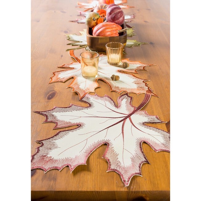 Embroidered Maple Leaves Table Runner, , alternate image number null