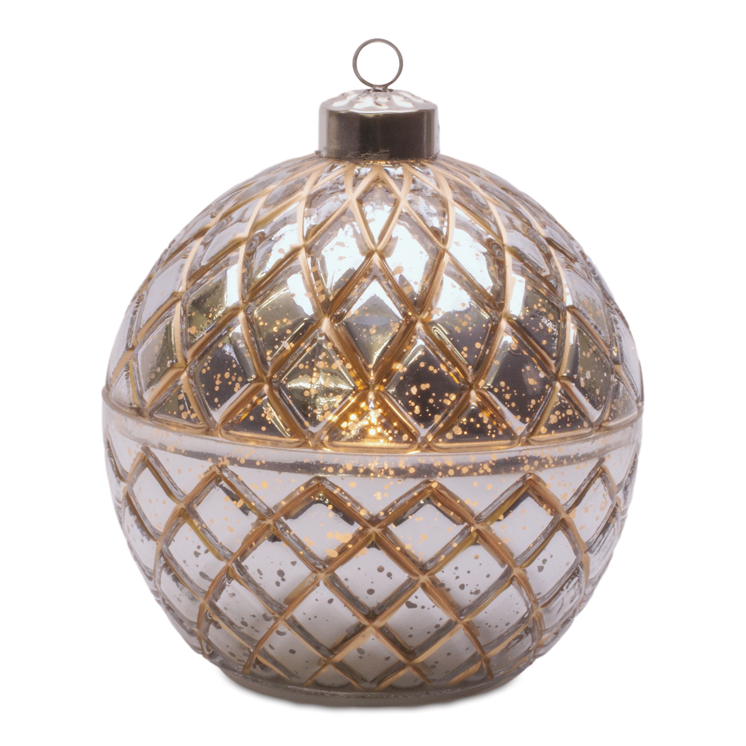 LED Candle Ornament 5.75 inchesD, SILVER, hi-res image number 0