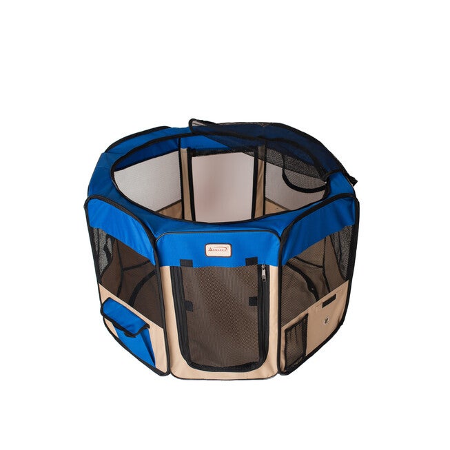 Portable Pet Dog Kitten Playpen In Blue And Beige Combo, , alternate image number 5