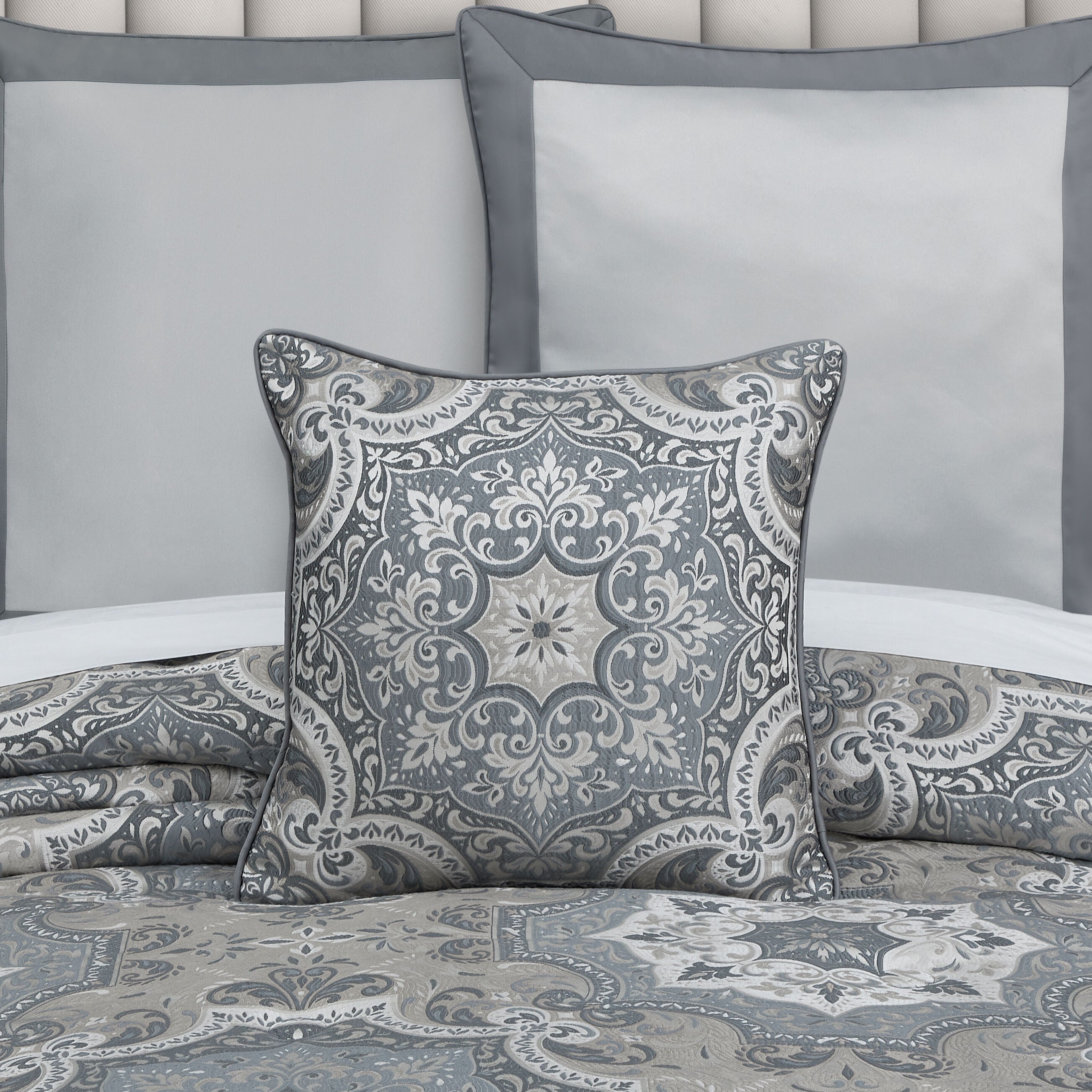 LISBON 18 inches SQUARE DECORATIVE THROW PILLOW, SLATE, hi-res image number 0