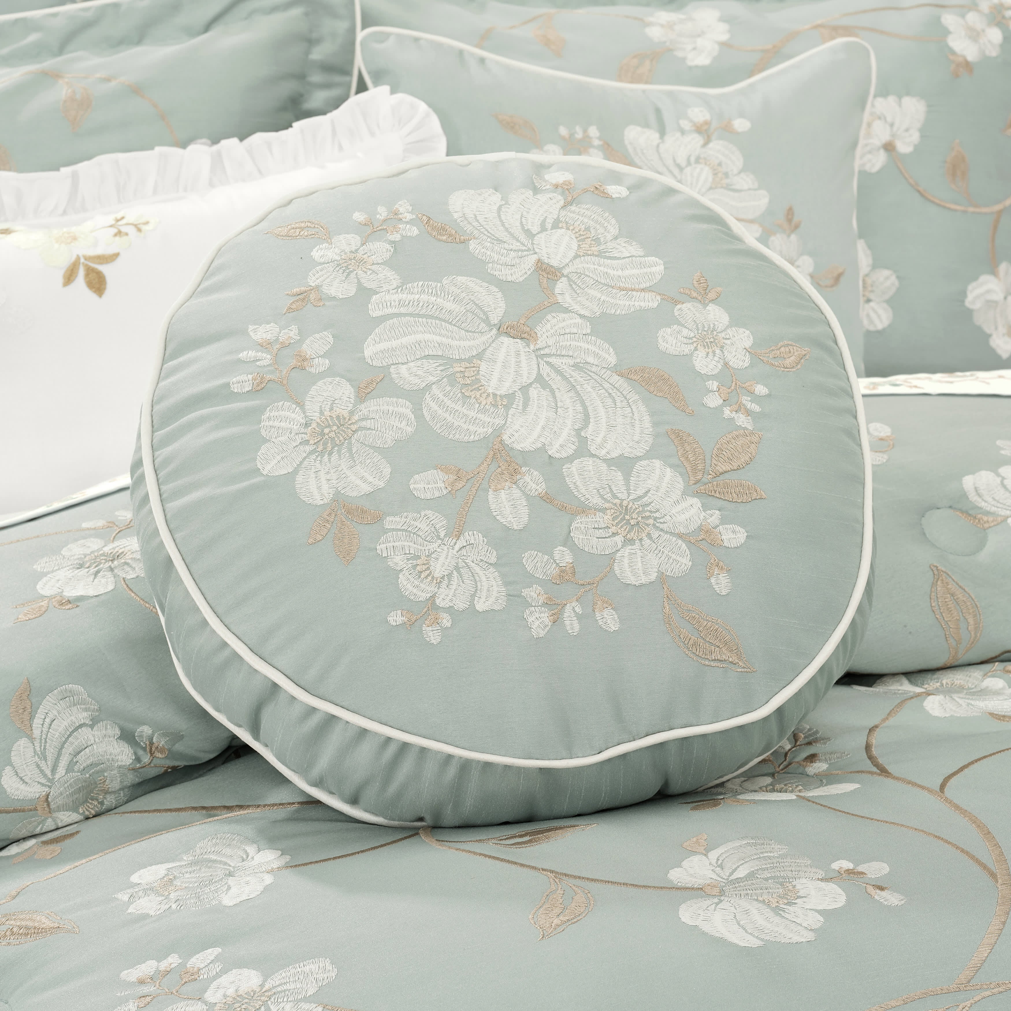 Spring Garden Round Decorative Throw Pillow, SPA, alternate image number 1