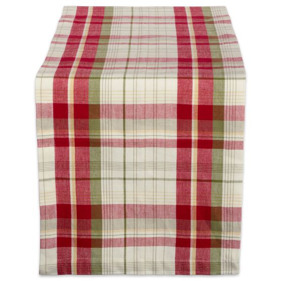 Orchard Plaid Table Runner 14x108, RED, hi-res image number null