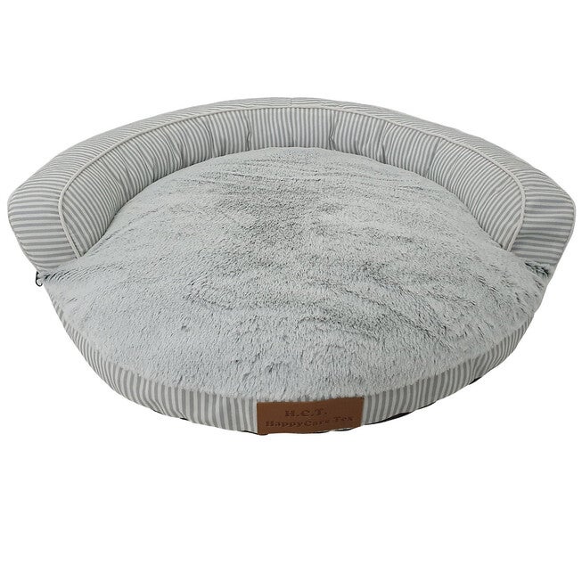 Stripe Printing poly-cotton bolster with detachable faux fur cushion Large Size, , on-hover image number null