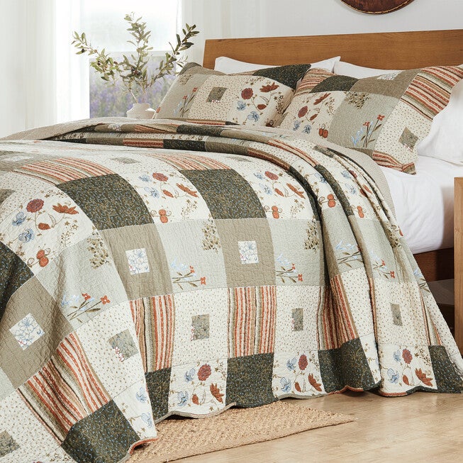 Sedona Reversible Cotton-Rich Bedspread Set, MULTI, alternate image number 1