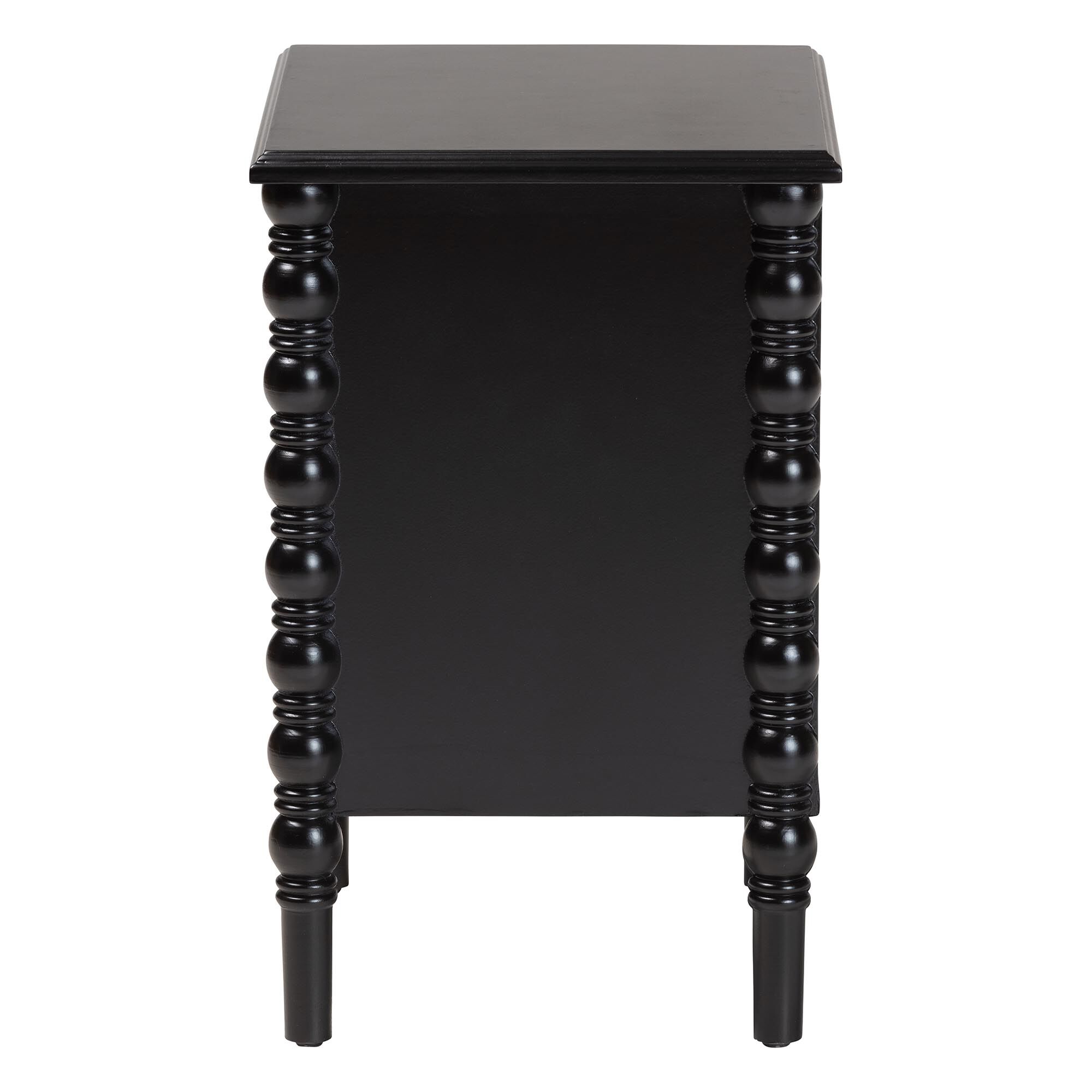 Malinda Classic Black Wood 2-Drawer End Table with Spindle Legs, BLACK, alternate image number 4