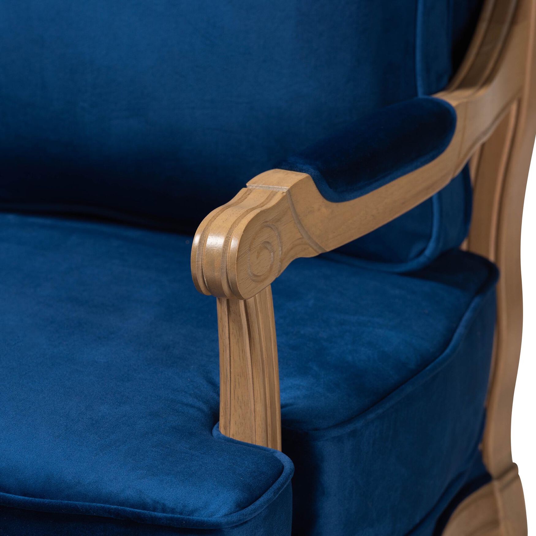 Jules Traditional Navy Blue Fabric And French Oak Brown Finished Wood Accent Chair, , alternate image number 5