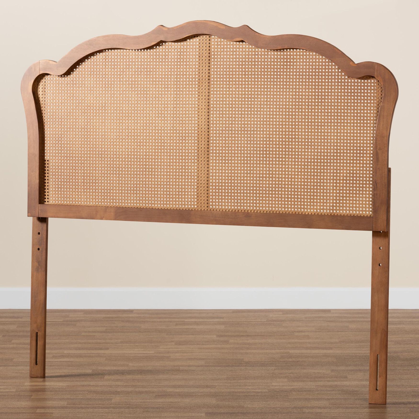 Leandra Classic And Traditional Ash Walnut Finished Wood Queen Size Headboard With Rattan, , alternate image number 5