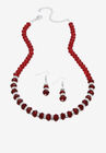Silver Tone Graduated Necklace & Earring Set Simulated 18" plus 2" ext, JANUARY, hi-res image number null