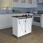 Leshire Barn Door Kitchen Cart, BROWN, hi-res image number null