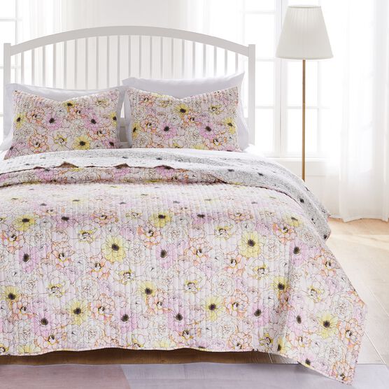 Misty Bloom Quilt and Pillow Sham Set, PINK, hi-res image number null