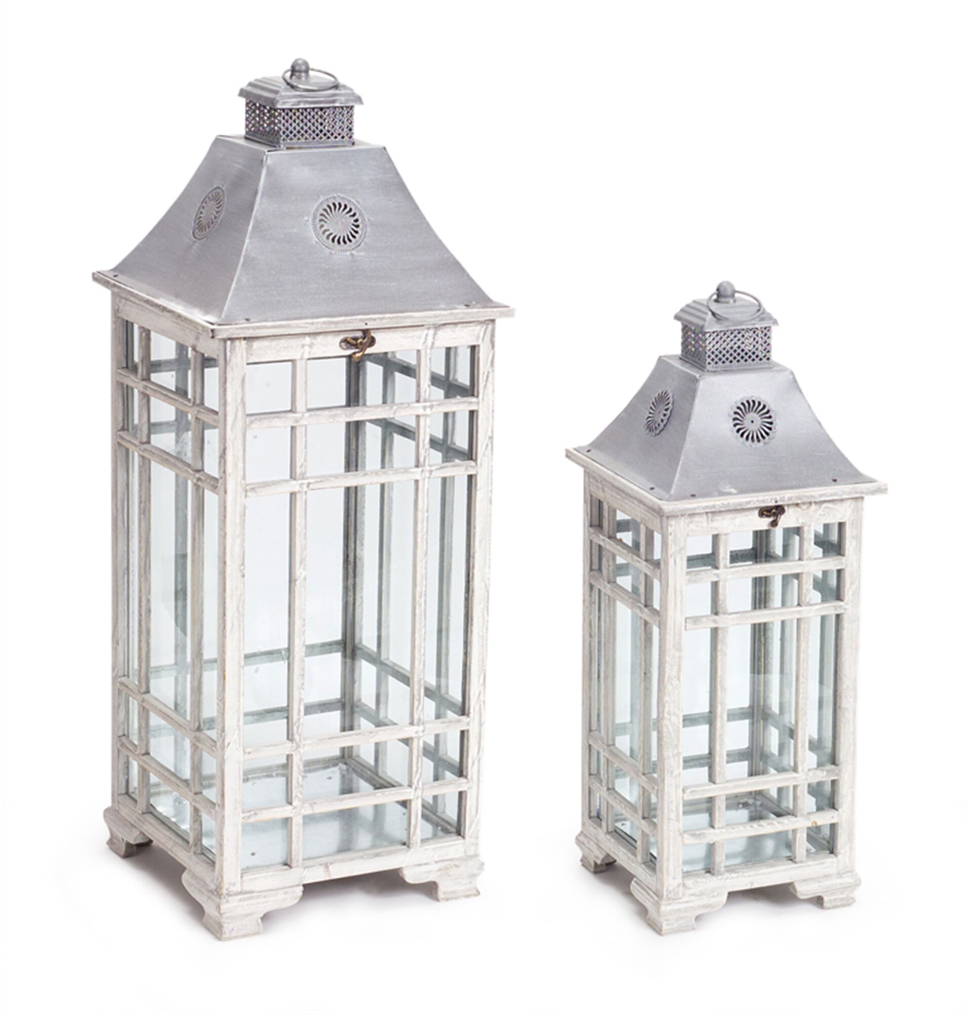 Lantern (Set of 2) 24.5 inchesH, 33 inchesH Metal, GREY WHITE, hi-res image number 0