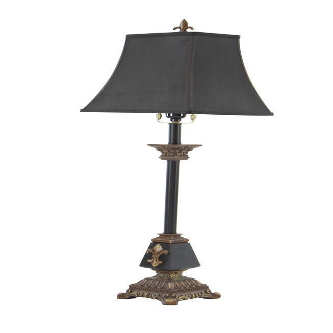Tuscan Black Polystone Fleur-De-Lis Buffet Lamp, , on-hover image number 1
