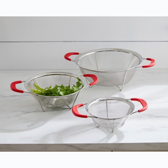 3-Pc. Stainless Professional Quality Mesh Colanders, STAINLESS, hi-res image number 0