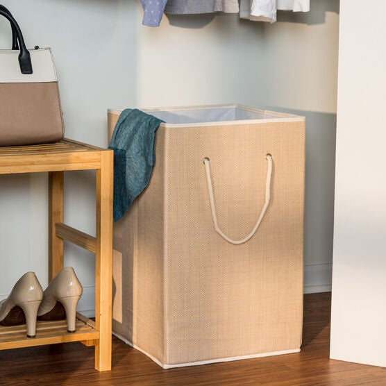 Single Large Collapsible Resin Hamper, BEIGE