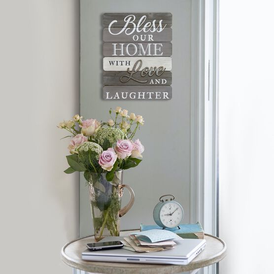Bless our home with love and laughter Wall Art, , on-hover image number null